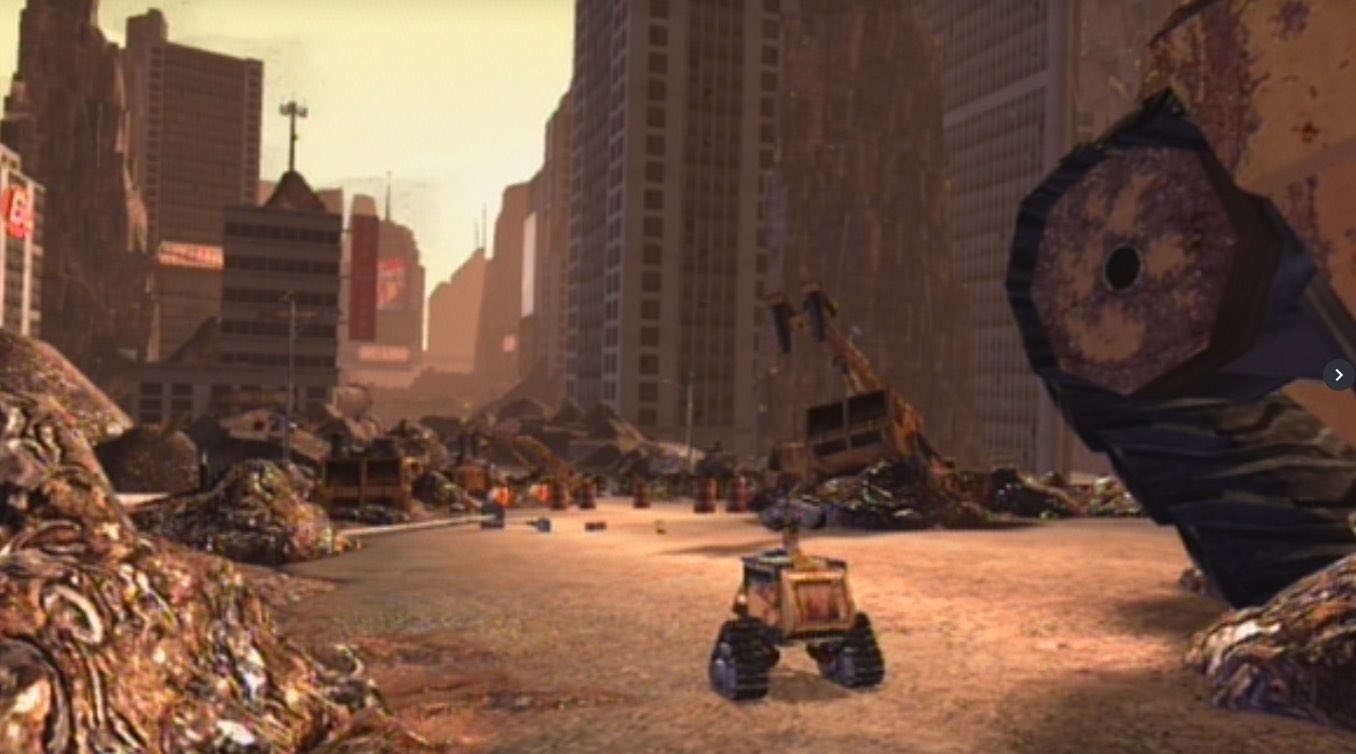 Screenshot of the first level from the WALL-E videogame for the Wii, XBOX 360 and PS3